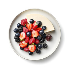 Obraz premium Assorted Berries and Cheese on a White Plate