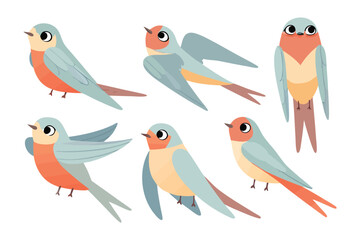 The Bird Flock: A charming illustration featuring a flock of birds, showcasing the delicate beauty of their feathers and dynamic poses.