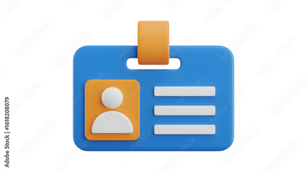 Poster modern 3d id badge with profile icon and text lines for identification