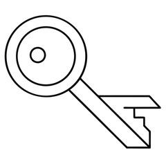 Vector art of a simple line drawing of a key used for security, access, unlocking doors in various settings