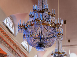 chandelier in the theater close-up