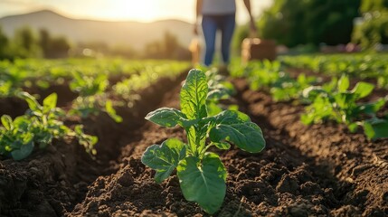 Farmers practicing sustainable agriculture using crop rotation organic soil enrichment and water conservation methods improve food security and protect ecosystems worldwide