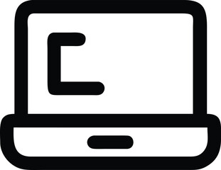 Vector art of a simple laptop icon representing modern technology, communication, digital connectivity