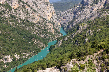 Breathtaking views  on the Gorges du Verdon  a deep, steep canyon formed by the Verdon River located in the Alpes-de-Haute-Provence region of Southeastern France.