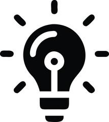 Vector art of a bright light bulb illuminates, representing a creative idea innovative solution