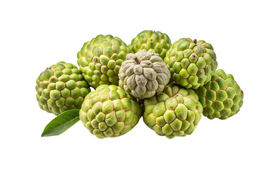 Fototapeta premium Pile of Exotic Green and Brown Sugar Apples on a White Surface