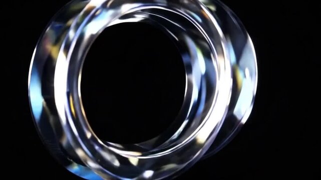 A mesmerizing crystal glass torus with reflections