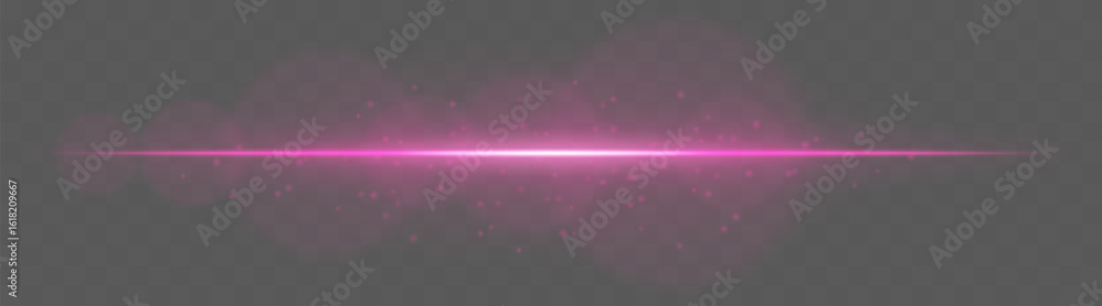 Wall mural sparkle beam. horizontal light stripe with glowing particles on transparent background. used for ui 