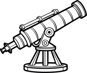 Telescope silhouette, astronomy tool icon, flat vector scope, science clip art, stargazing equipment drawing