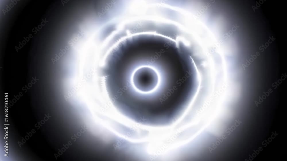 Poster mysterious glowing vortex in deep space with a captivating aura, drawing the viewer into its depths.