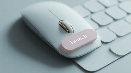 Close-up of mouse clicking "Launch Ad" on ecommerce dashboard