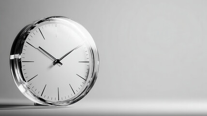 glass Clock with no numbers, metaphor for timeless productivity