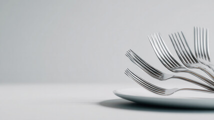 Group of forks spreading from one plate