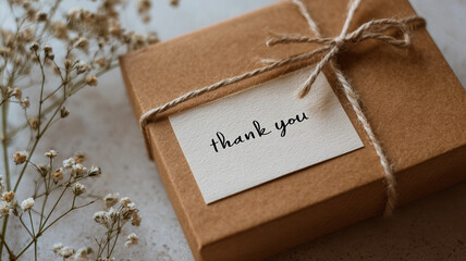 Small parcel with "thank you" card inside, 