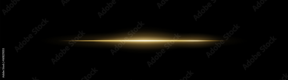 Wall mural narrow beam. thin glowing horizontal stripe with smooth fade on black background. suitable for digit