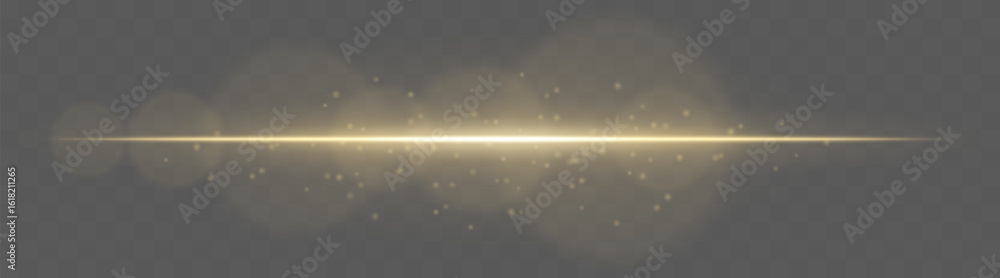 Wall mural sparkle beam. horizontal light stripe with glowing particles on transparent background. used for ui 
