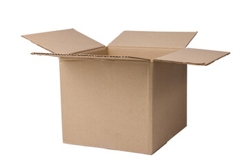 Open cardboard box isolated on white background. Clipping path included.