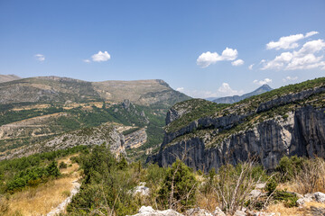 Breathtaking views from The Route des Crêtes on the Gorges du Verdon  a deep, steep canyon formed by the Verdon River located in the Alpes-de-Haute-Provence region of Southeastern France.