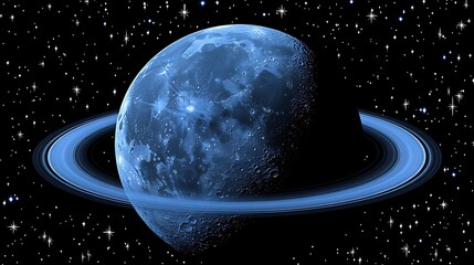 A celestial body with a ring system in space.
