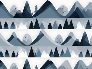 Mountain Landscape Pattern: An artistic pattern featuring stylized mountains and trees, evoking a sense of serenity and the beauty of nature.
