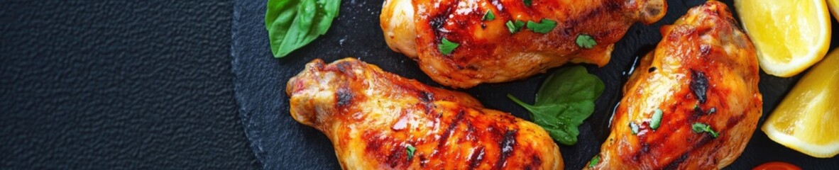 Cooked chicken pieces