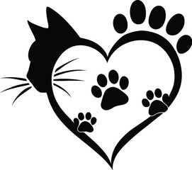 Cat Heart eps | Cat eps | Heart eps | Cat Silhouette |  american animal eps | cat love eps | kitten eps | cat lover gift | pet eps

Cat In Heart SVG, Cat Paws eps, Cat Footprints eps, Cat Lover eps, C