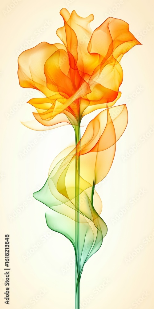 Poster abstract floral design with dynamic beige tone gradient and soft gentle wavy background art