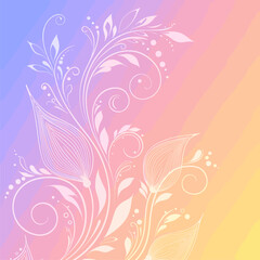 Elegant White Floral Swirls on Soft Pastel Gradient Background © Nimker harva