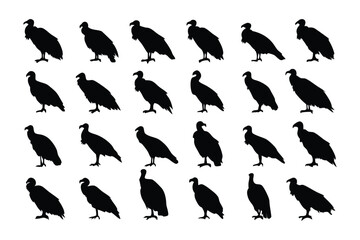 Vultures in Silhouette: An artistic monochrome pattern, illustrating the imposing form of vultures in stark silhouette, capturing the essence of these majestic birds of prey in an elegant.