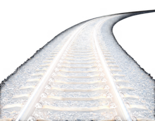 Railroad track isolated on white and transparent background.