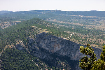 Breathtaking views from The Route des Crêtes on the Gorges du Verdon  a deep, steep canyon formed by the Verdon River located in the Alpes-de-Haute-Provence region of Southeastern France.