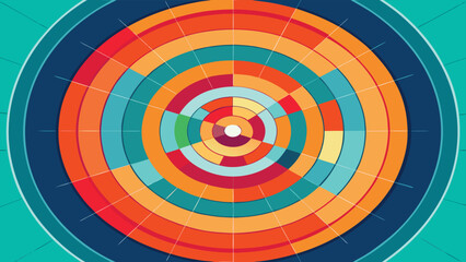 Abstract circular pattern with warm tones and segmented design elements geometric background in teal and orange vector illustration