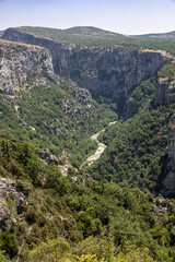 Breathtaking views from The Route des Crêtes on the Gorges du Verdon  a deep, steep canyon formed by the Verdon River located in the Alpes-de-Haute-Provence region of Southeastern France.