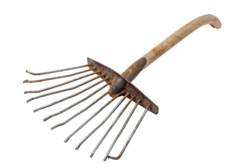 Gardening tool displayed on white background showcasing its design and condition for home use or landscaping tasks