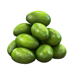 Vibrant Pile of Green Mangoes on White Background