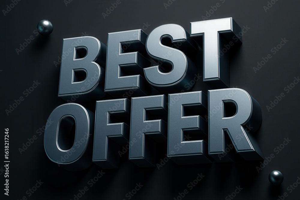 Poster metallic 3d text displaying 