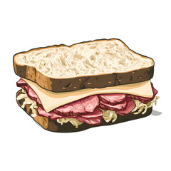 Delicious Reuben Sandwich with Corned Beef, Sauerkraut, and Swiss Cheese