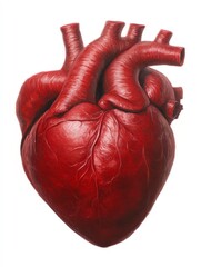 Realistic depiction of a human heart, showcasing its detailed structure, Ideal for medical illustrations, educational materials, or health awareness campaigns,
