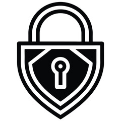 Vector art of a simple black white vector icon of a padlock representing security safety