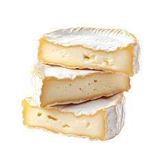 Sliced Camembert Cheese Cut into Three Pieces for Gourmet Food Display
