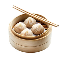 Delicious Steamed Dumplings in Bamboo Steamer Concept