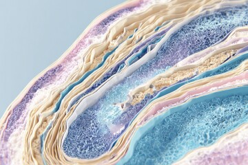 Detailed 3D Render of a Multi-Layered Structure, Showing Complex Textures