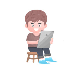 Boy having fun drawing