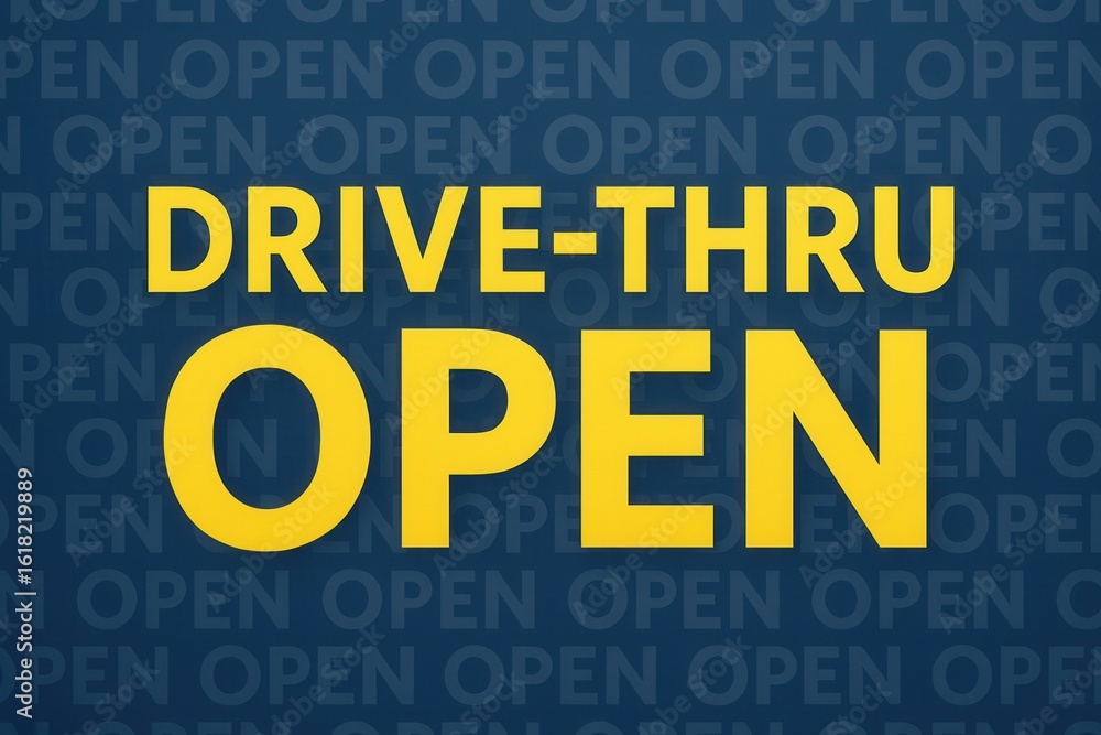 Poster bold yellow text on a dark blue background announces 
