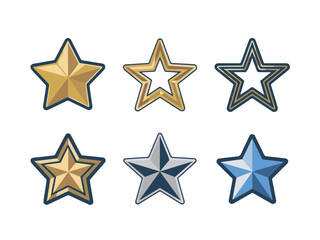 Obraz premium Illustration of six stylized five pointed stars in various colors and design styles on a light background