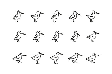 Minimalist Avian Array: A clean, minimalist illustration showcases a series of birds, presented in a grid-like arrangement, embodying simplicity and elegance