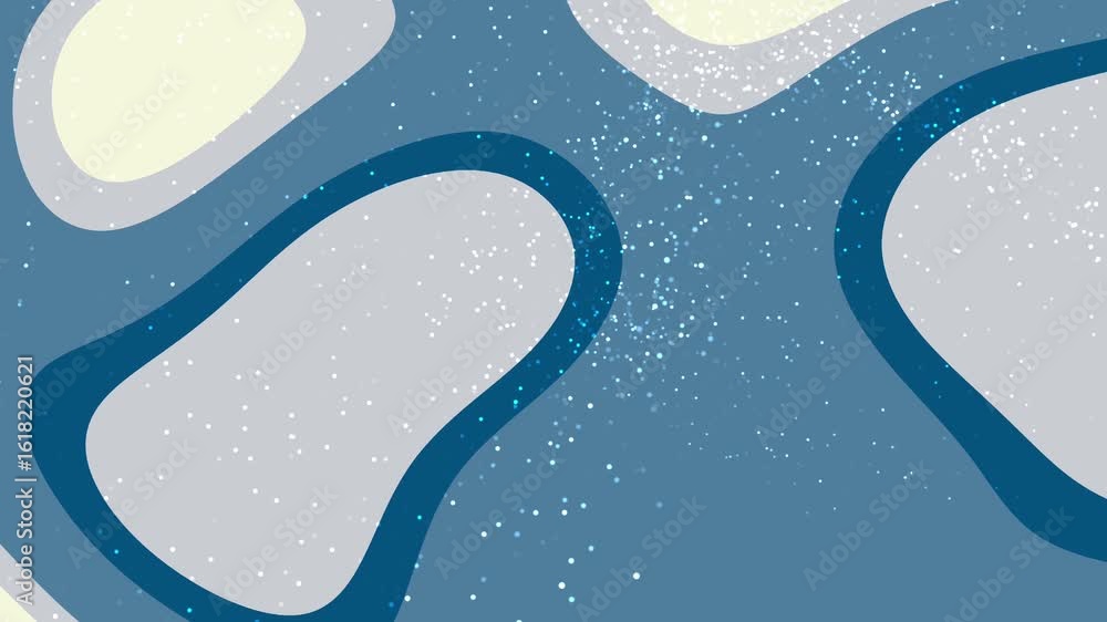 Aufkleber calm ocean flows abstract background animation of flowing shapes with snow effect in blue, gray, and