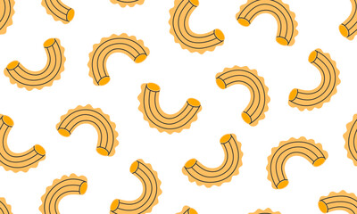Seamless pattern with Italian pasta. Pasta creste di gallo. Italian food  background. Hand drawn flat vector illustration