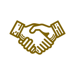 Minimalist handshake vector icon in black outline style, no fill color, perfect for business deals, agreements, and professional partnership illustrations.