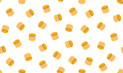 Seamless pattern with Italian pasta. Pasta ditalini. Italian food  background. Hand drawn flat vector illustration